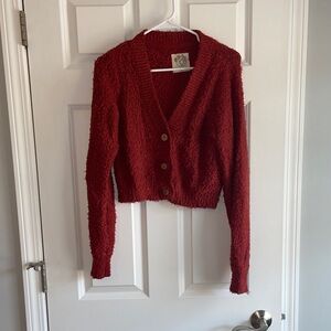 We The Free Red Textured Sweater